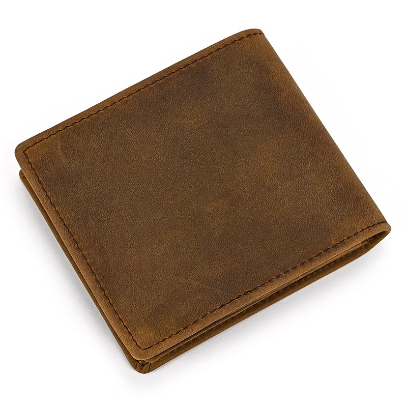Vintage Men Wallet Genuine Leather Short Purse Wallet Men Small Slim Coin Purse Bifold Carteira Slim Male Coin Wallet Cowskin - Image 4