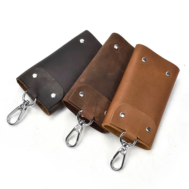 Key Wallet Leather Housekeeper Holders Car Keychain Key Holder Bag Case Unisex Wallet Cover Simple Solid Color Storage Bag - Image 3