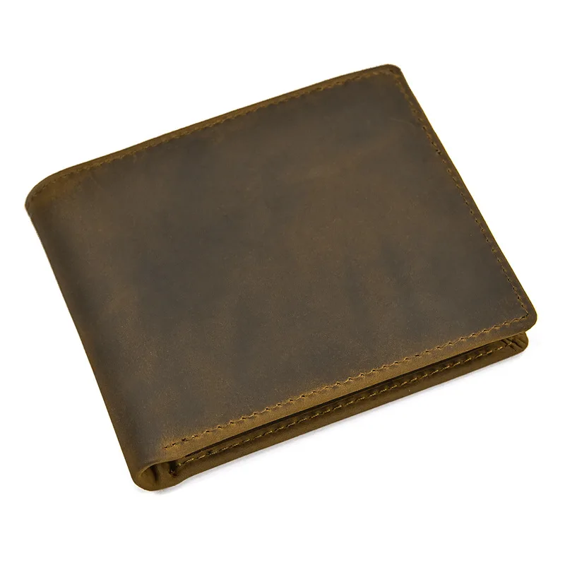 Special Selling Vintage Brown 100% Guarantee Thick Real Skin Genuine Crazy Horse Leather Men Wallets Cowhide Male Purse - Image 2
