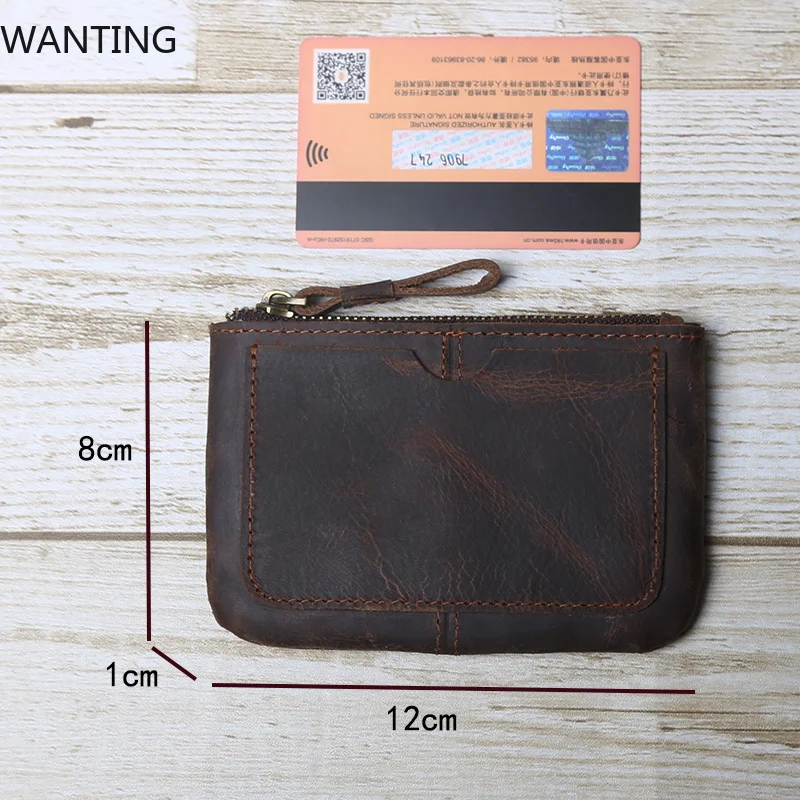Hand-Made Leather Mini Wallet Man Retro First-Layer Cow Pickup Bag Change Purse Crazy Horse Leather Simple Driver's License Bag - Image 4