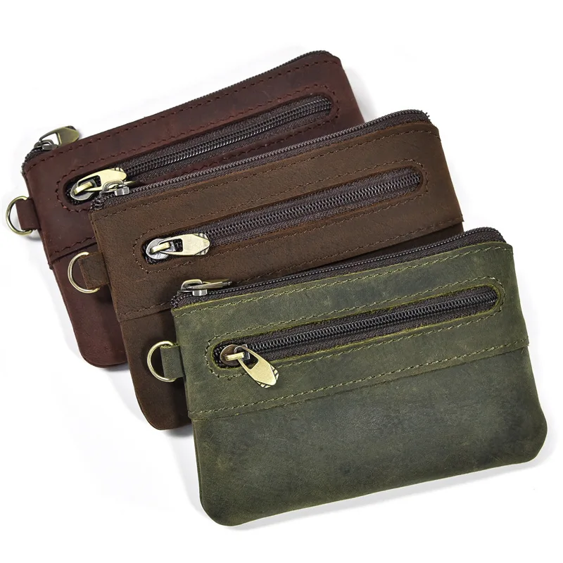 Genuine Leather Zipper Coin Wallet Women Men Cow Leather Mini Short Purse Card Holder Change Purse For Man Clutch Wallets