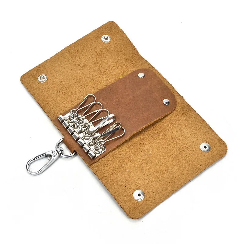 Key Wallet Leather Housekeeper Holders Car Keychain Key Holder Bag Case Unisex Wallet Cover Simple Solid Color Storage Bag - Image 4