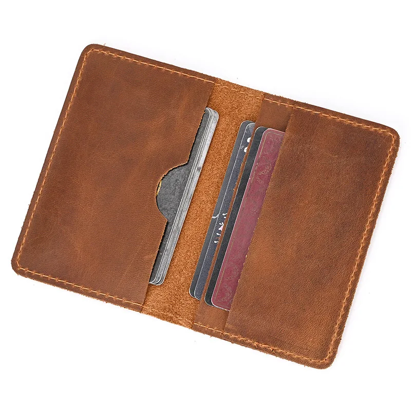 Genuine Leather Card Holder Purse ID Card Real Leather Card Case Clutch Wallets Slots for Men Women Mini Slim Short Purse - Image 4