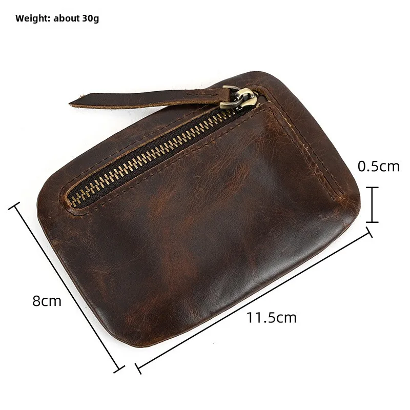 Men's Genuine Leather Zipper Coin Wallet Wowen natural Leather Mini Short Purse Card Holder Change Purse For Man Clutch Wallets - Image 2