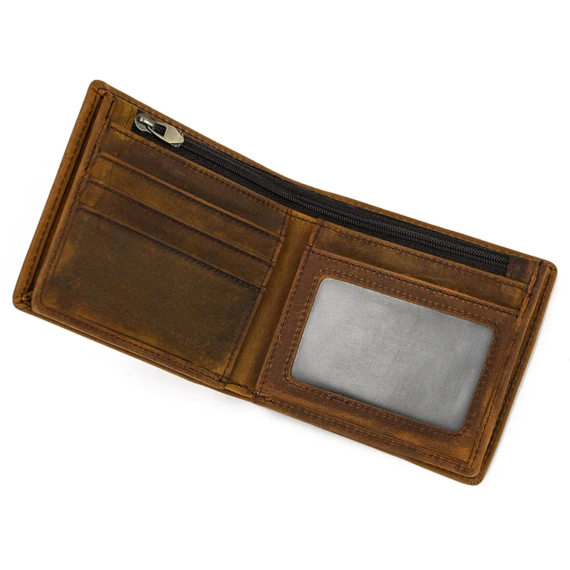 Vintage Men Wallet Genuine Leather Short Purse Wallet Men Small Slim Coin Purse Bifold Carteira Slim Male Coin Wallet Cowskin - Image 2