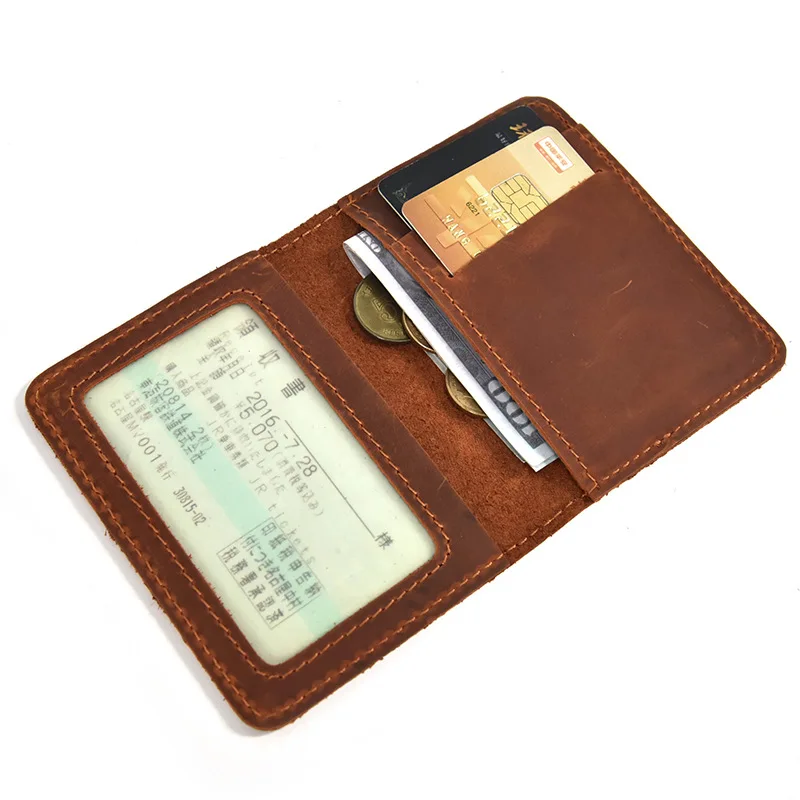 Genuine Leather Short Wallet Men Wowen Simple Design Purse Credit Card Holder Change Coin Purse Male Mini Clutch Wallets - Image 3