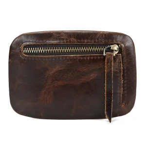 Men's Genuine Leather Zipper Coin Wallet Wowen natural Leather Mini Short Purse Card Holder Change Purse For Man Clutch Wallets