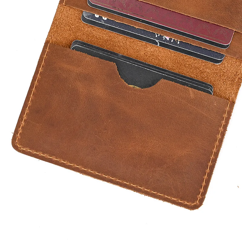 Genuine Leather Card Holder Purse ID Card Real Leather Card Case Clutch Wallets Slots for Men Women Mini Slim Short Purse - Image 5